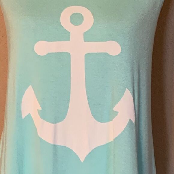 Anchor Racerback Tank M Turquoise Nautical A52 - Picture 4 of 9